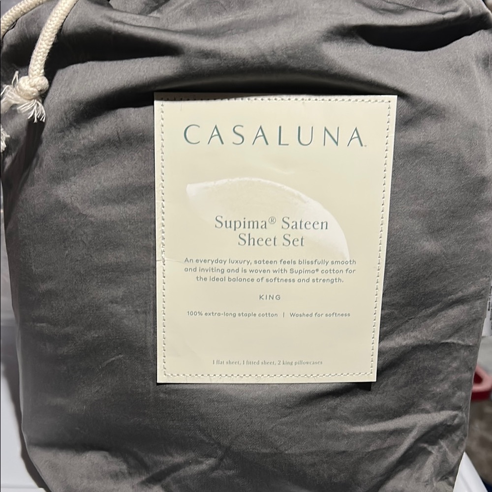 Casaluna King Supima Sateen Sheet Set - Charcoal